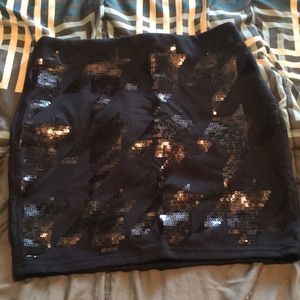 Navy sequins mini skirt